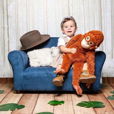 Keet Plush Childrens Sofa with Accent Pillows, Navy - 32 x 18 x 18 x in. KE130533